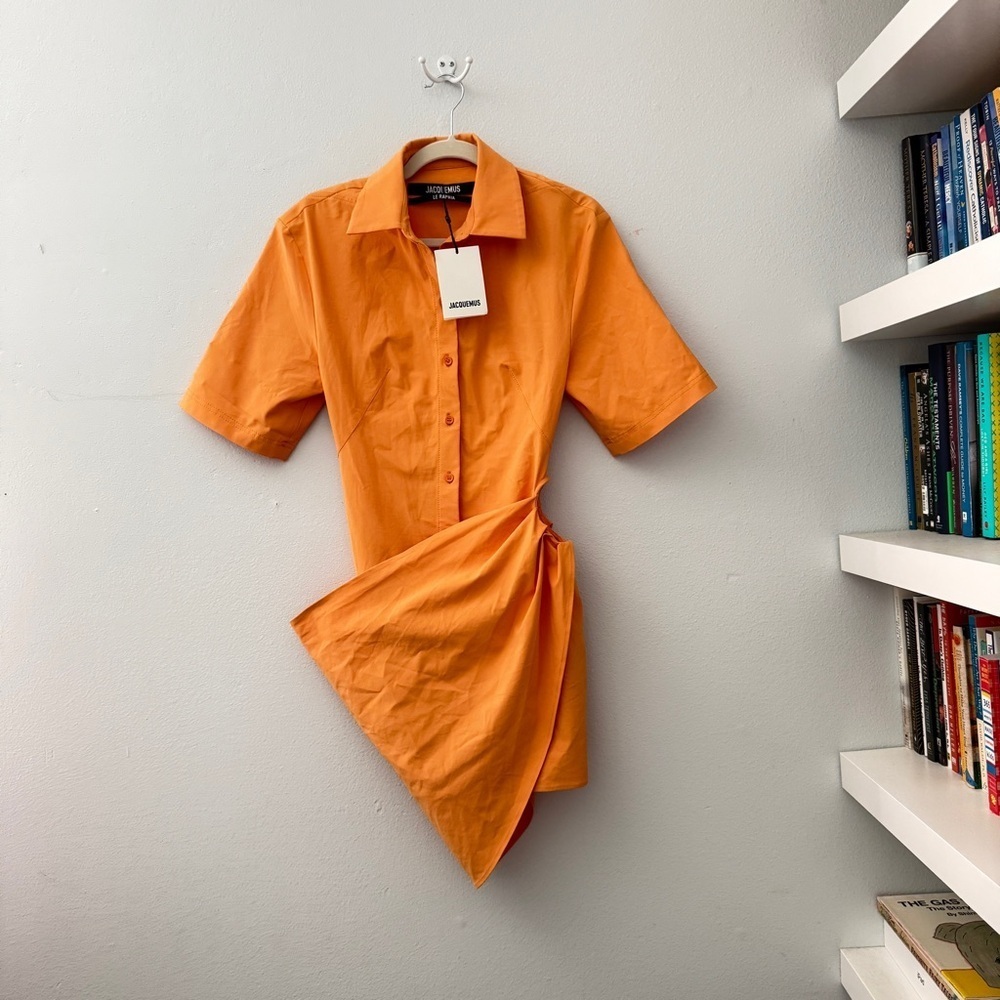 Jacquemus NWT Orange Le Raphia ‘La Robe Camisa’ Minidress SZ 34 - Picture 4 of 16